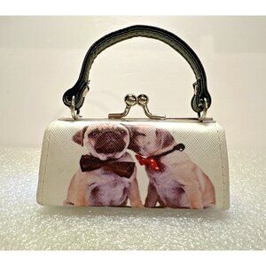 PUG Dog Coin Purse Clutch Coin Bag With Soft Handle, Hinges, Snap Lock 4" x 3.5"